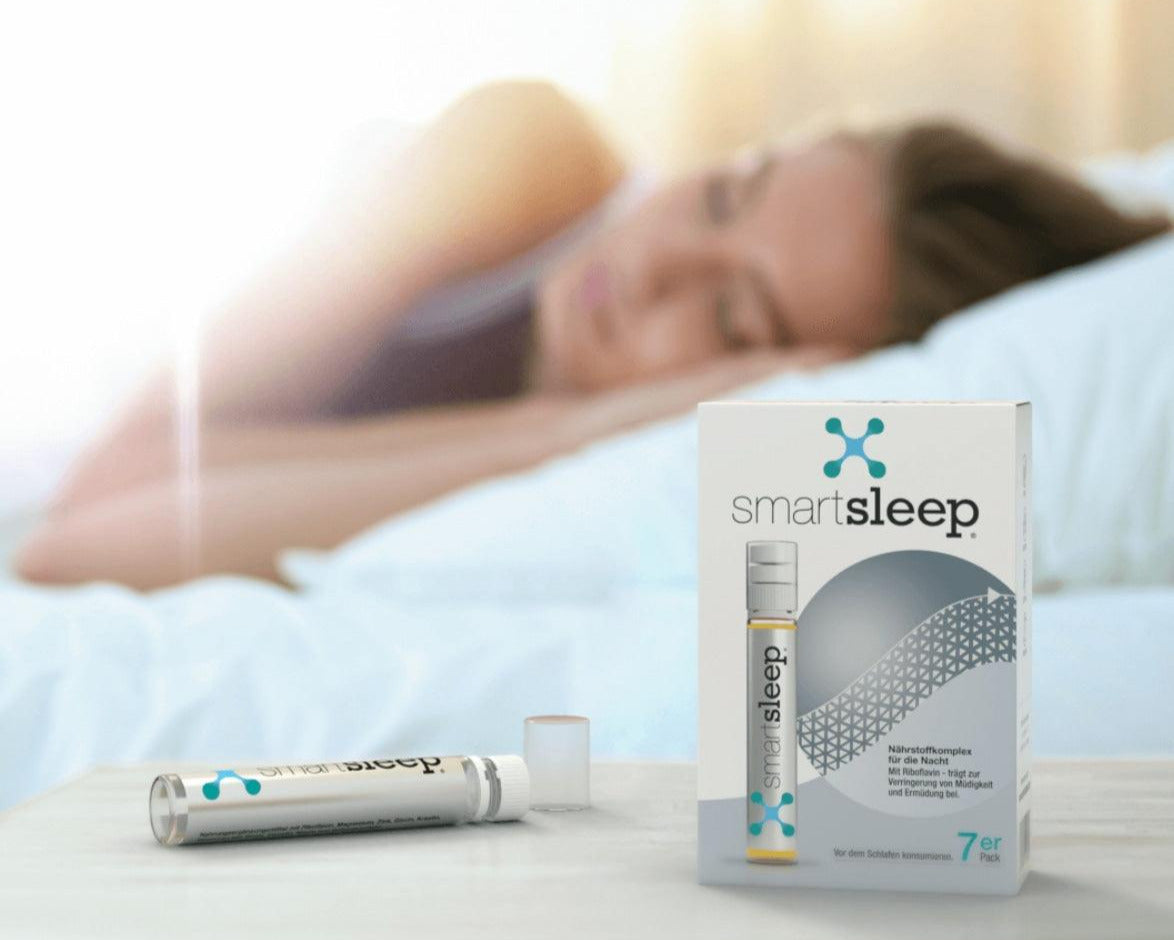 smartsleep® ORIGINAL, innovativer Nährstoff-Komplex aus der Schlafforschung, speziell für die Nacht entwickelt zur Unterstützung der Regeneration im Schlaf und zur Verringerung von Müdigkeit und Ermüdung am Tag. Einnahme vor dem Zubettgehen für frisches Erwachen trotz kurzen Schlafs.