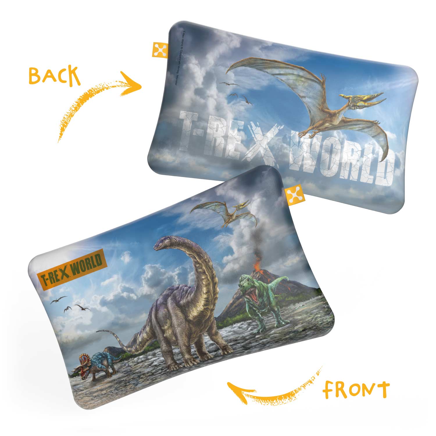 smart® Kids Comfort Pillow Case, weicher Kissenbezug aus Baumwolle passgenau für das ergonomische Kinder-Kopfkissen smart® Kids Comfort Pillow in der Farbe Motiv T-Rex World mit unterschiedlicher Vorder- und Rückseite zum Wenden