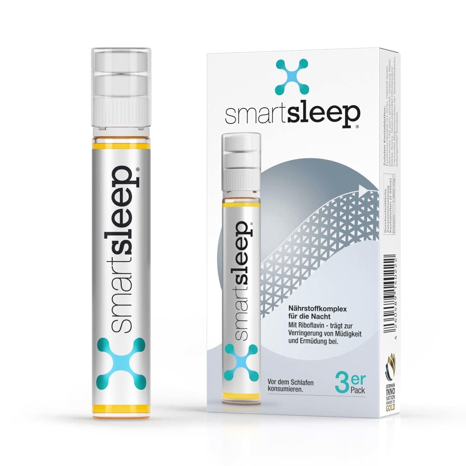 3er Packung mit drei Einheiten smartsleep® ORIGINAL, innovativer Nährstoff-Komplex aus der Schlafforschung, speziell für die Nacht entwickelt zur Unterstützung der Regeneration im Schlaf und zur Verringerung von Müdigkeit und Ermüdung am Tag. Wacher aufwachen trotz kurzen Schlafs. Bekannt aus Die Höhle der Löwen.