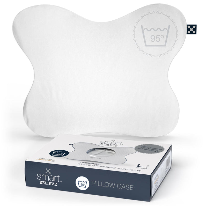 smart® Relieve Pillow Case, weicher Kissenbezug aus Baumwolle passgenau für das ergonomische Schmetterling-Kopfkissen smart® Relieve Pillow in der Farbe Weiß 95 Grad Waschbar mit Hotelverschluss