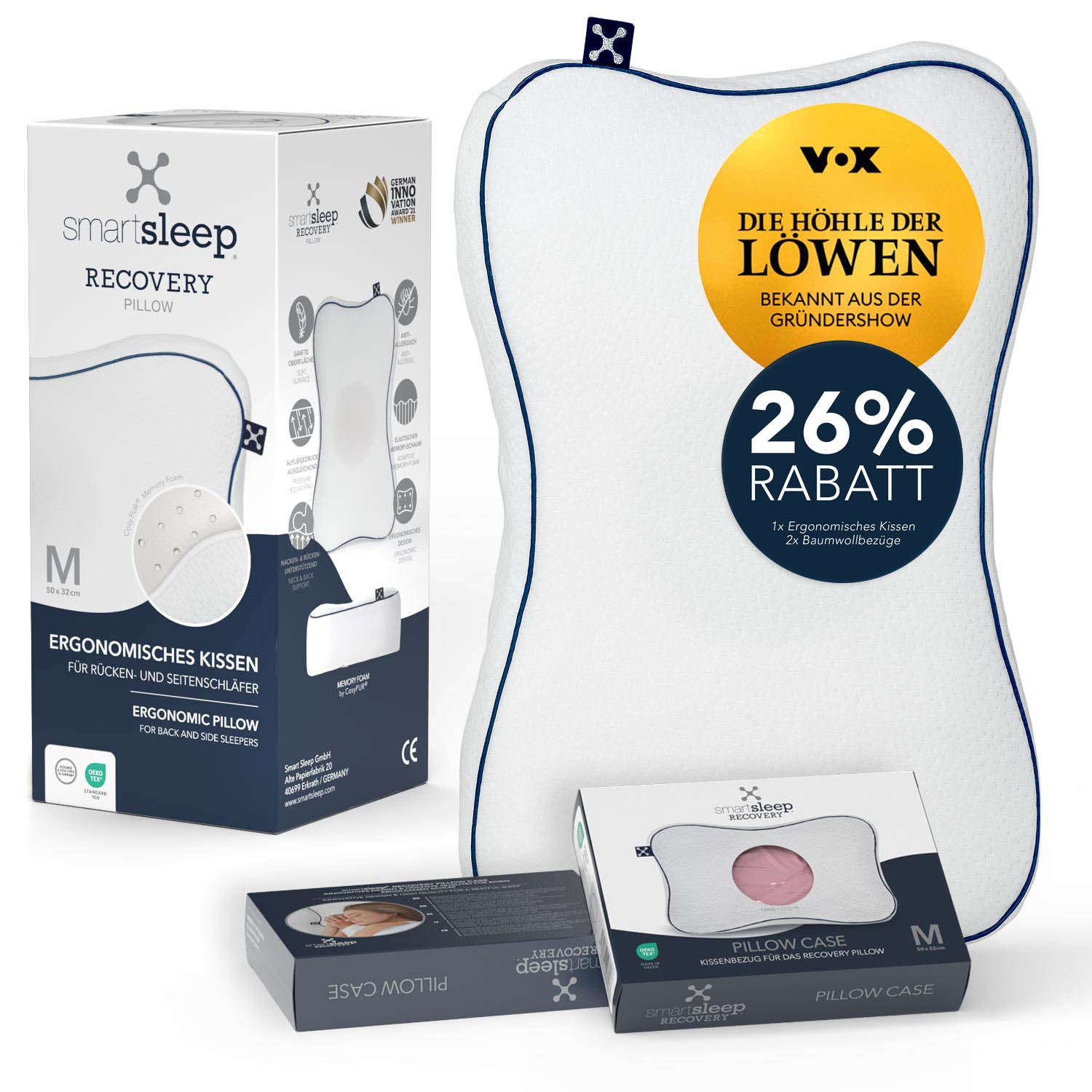 Recovery <tc>Pillow Bundle</tc> – Ergonomic neck pillow + 2 covers