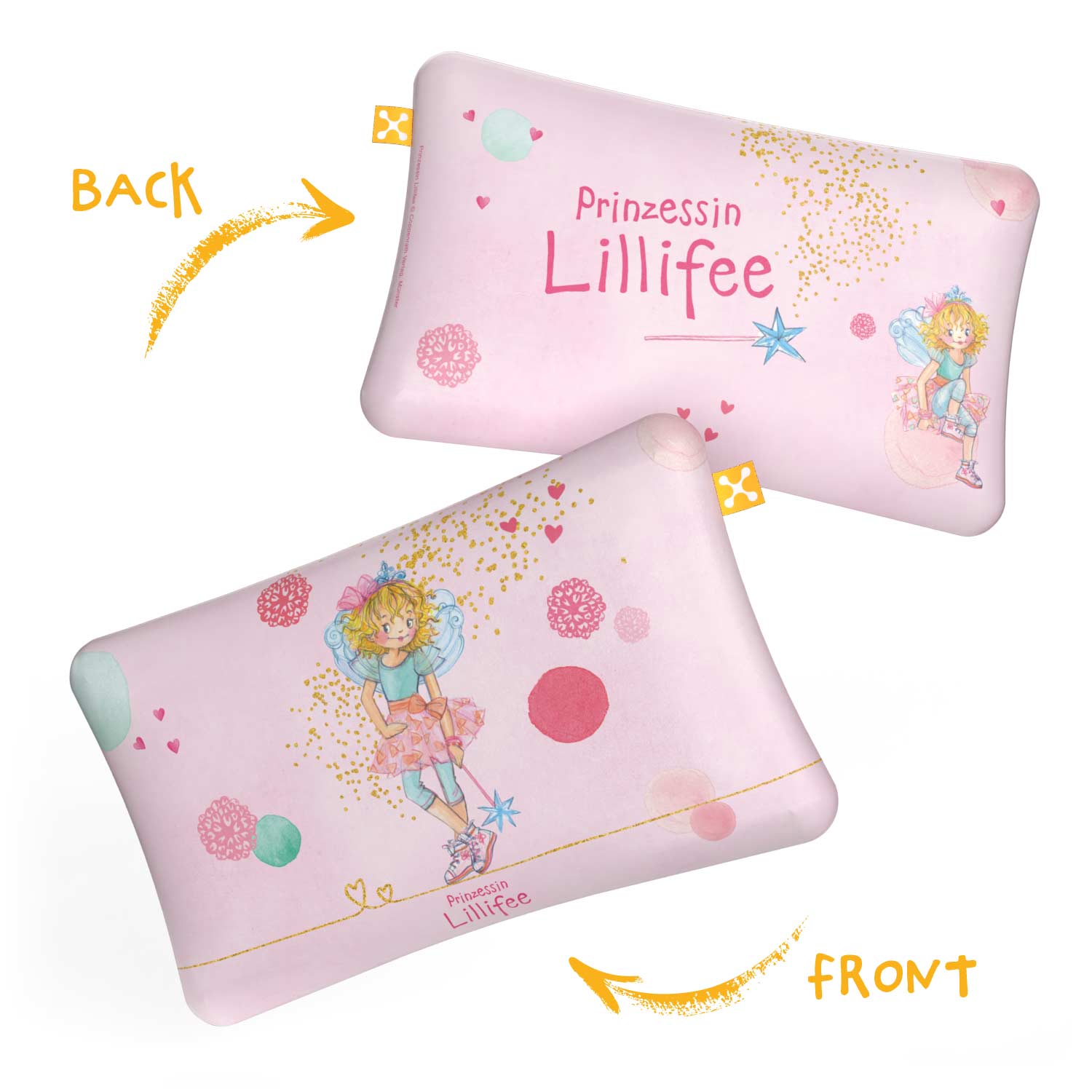 smart® Kids Comfort Pillow Case, weicher Kissenbezug aus Baumwolle passgenau für das ergonomische Kinder-Kopfkissen smart® Kids Comfort Pillow in der Farbe Motiv Prinzessin Lillifee  mit unterschiedlicher Vorder- und Rückseite zum Wenden