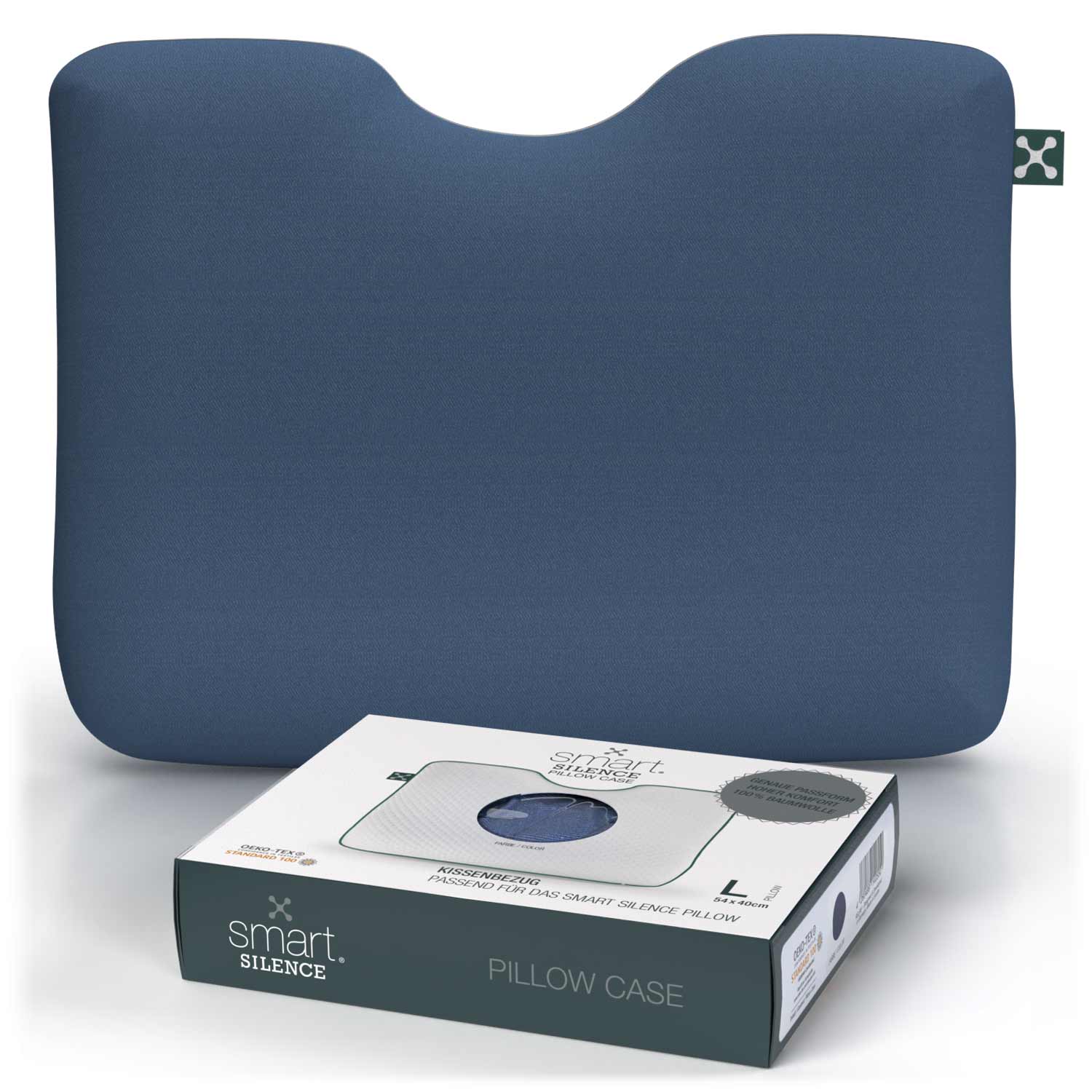 smart® Silence Pillow Case, weicher Kissenbezug aus Baumwolle passgenau für das Anti-Schnarch-Kopfkissen smart® Silence Pillow in der Farbe Dunkelblau